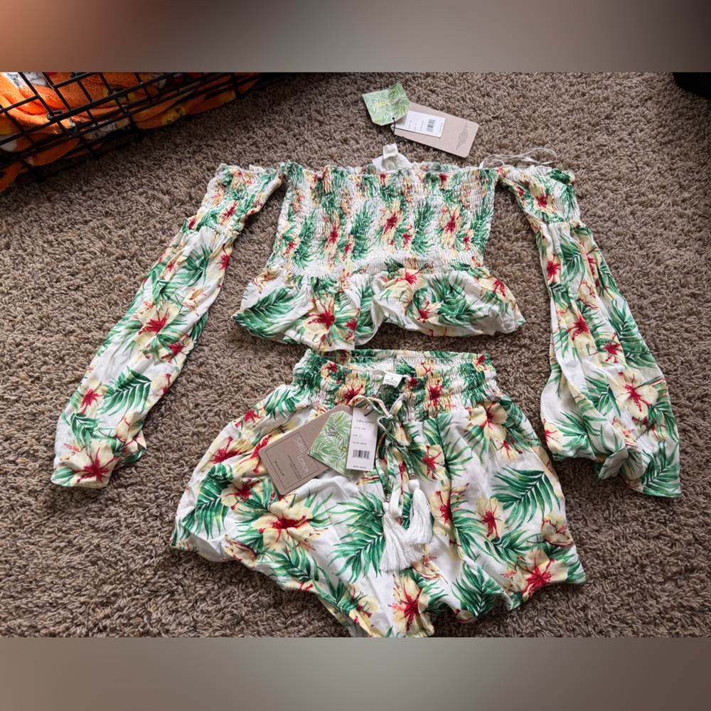 Salty Lemon Tropical Floral Two Piece Set